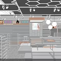 Modern Retail Store Interior Design With Display Shelves Product Stands And Bright Lighting 3d model