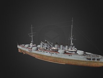 modern warship destroyer weapon ship 3d model