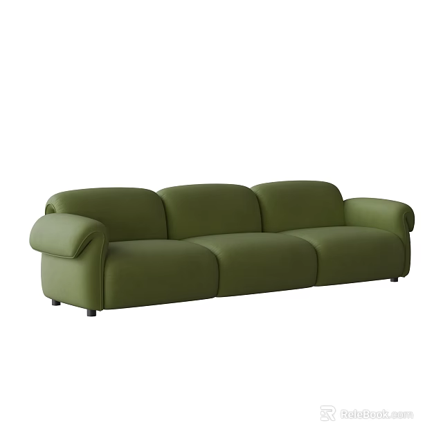 Green Modern Multi Seater Sofa with Comfortable Upholstery and Sturdy Design 3d model