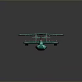 Vintage Teal Biplane Model With Red Round Emblems And Wooden Body