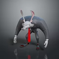 Cartoon Game Movie Character With Long Ears Gray Coat Red Tie And Hunched Posture