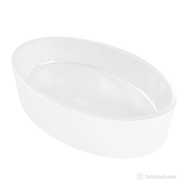 Elegant White Oval Washbasin With Sleek Modern Design For Bathroom Use 3d model 