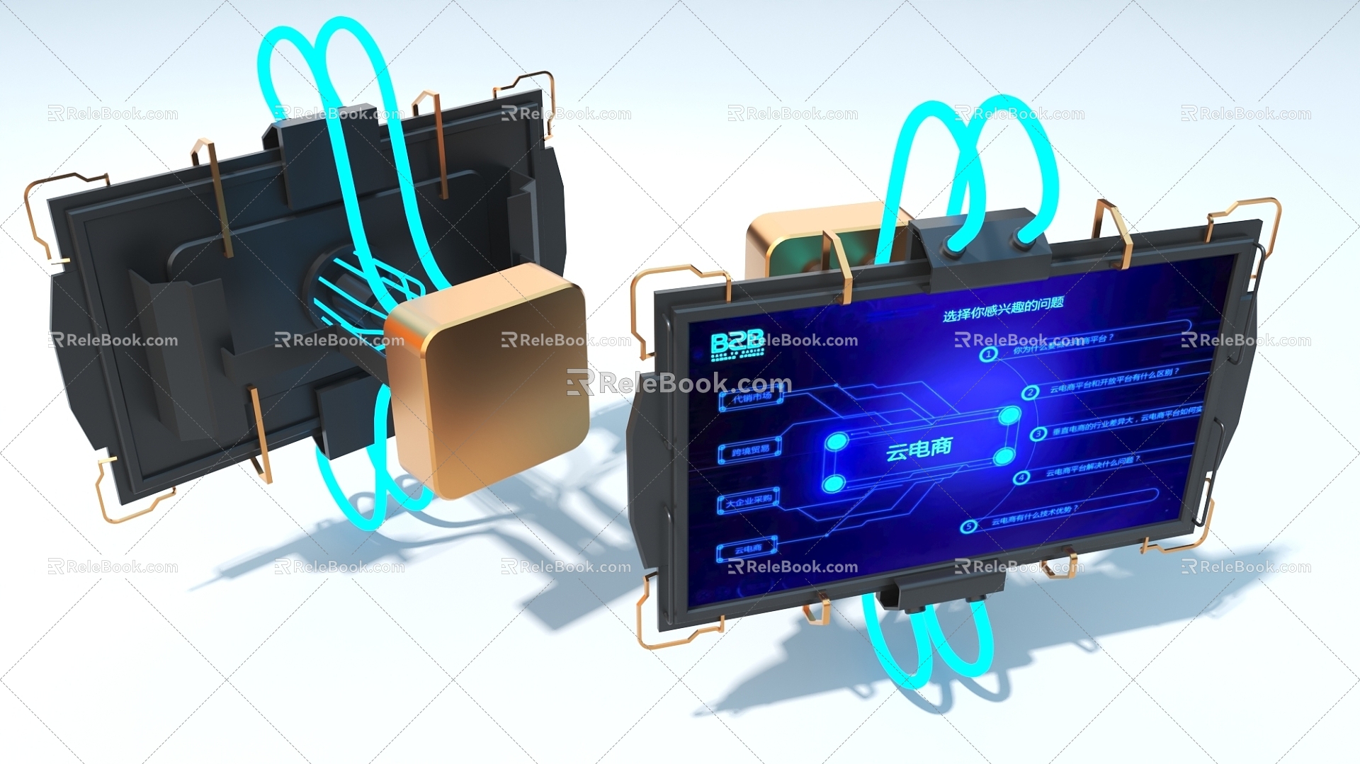 Technology TV Screen Touch TV Exhibition Hall Screen Space Warehouse Large Screen 3d model