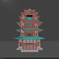 Traditional Chinese Five Story Pagoda With Green Roof Red Walls And Ornate Eaves