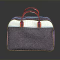 Stylish Gray And White Combination Handbag With Red Leather Handles For Daily Use