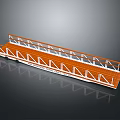 Temporary Pedestrian Bridge With Wooden Structure Orange Deck And White Railings