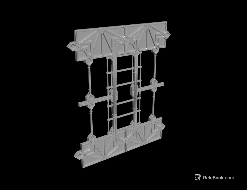 3D Model of Mechanical Frame Structure With Metal Cross Bars And Connecting Components 3d model 