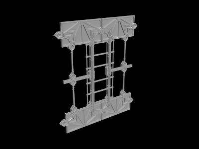 3D Model of Mechanical Frame Structure With Metal Cross Bars And Connecting Components 3d model