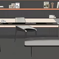 Modern Home Office Desk Setup With Laptop Desk Lamp Chair And Decorative Books