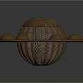 Adventurer Character Biomechanical Device With Wooden Circular Top Hemispherical Protrusions And Grid Structure