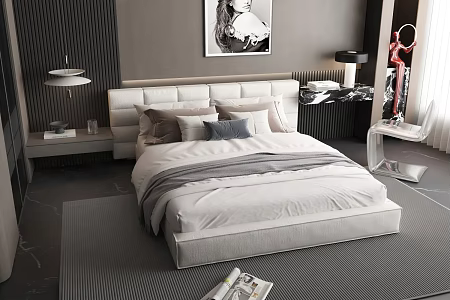 Italian Style Double Bed 3d model