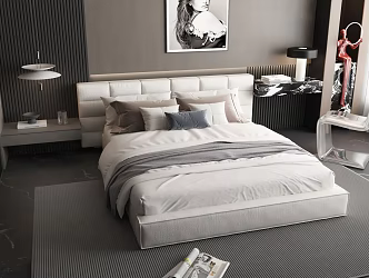 Italian Style Double Bed 3d model