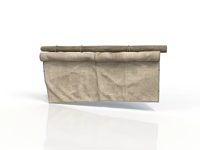 Rustic Style Village Wooden Beam Wooden Beam Fabric Wooden Pole Bracket Tarpaulin Canvas Sunshade Country Outdoor Country Scene Wooden House 3d model