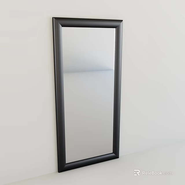 Sleek Black Framed Full Length Mirror For Modern Home White Wall Decor 3d model 