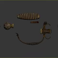 Antique Metal Hardware Tools Collection With Wrench Bolt Nut And Decorative Parts