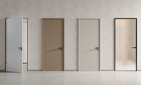 Modern Minimalist Single Door Swing Door Room Door Bedroom Door Frosted Glass Door Bathroom Door Glass Door Wooden Door 3d model