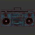 Vintage Blue Rusty Boombox With Handle Large Speakers And Control Panel