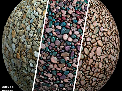 Decorative Spherical Component Featuring Multicolored Pebble Textures And Diffuse Surface Finish 3d model