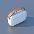 Light Gray Fabric Storage Case With Brown Leather Strap For Daily Household Use