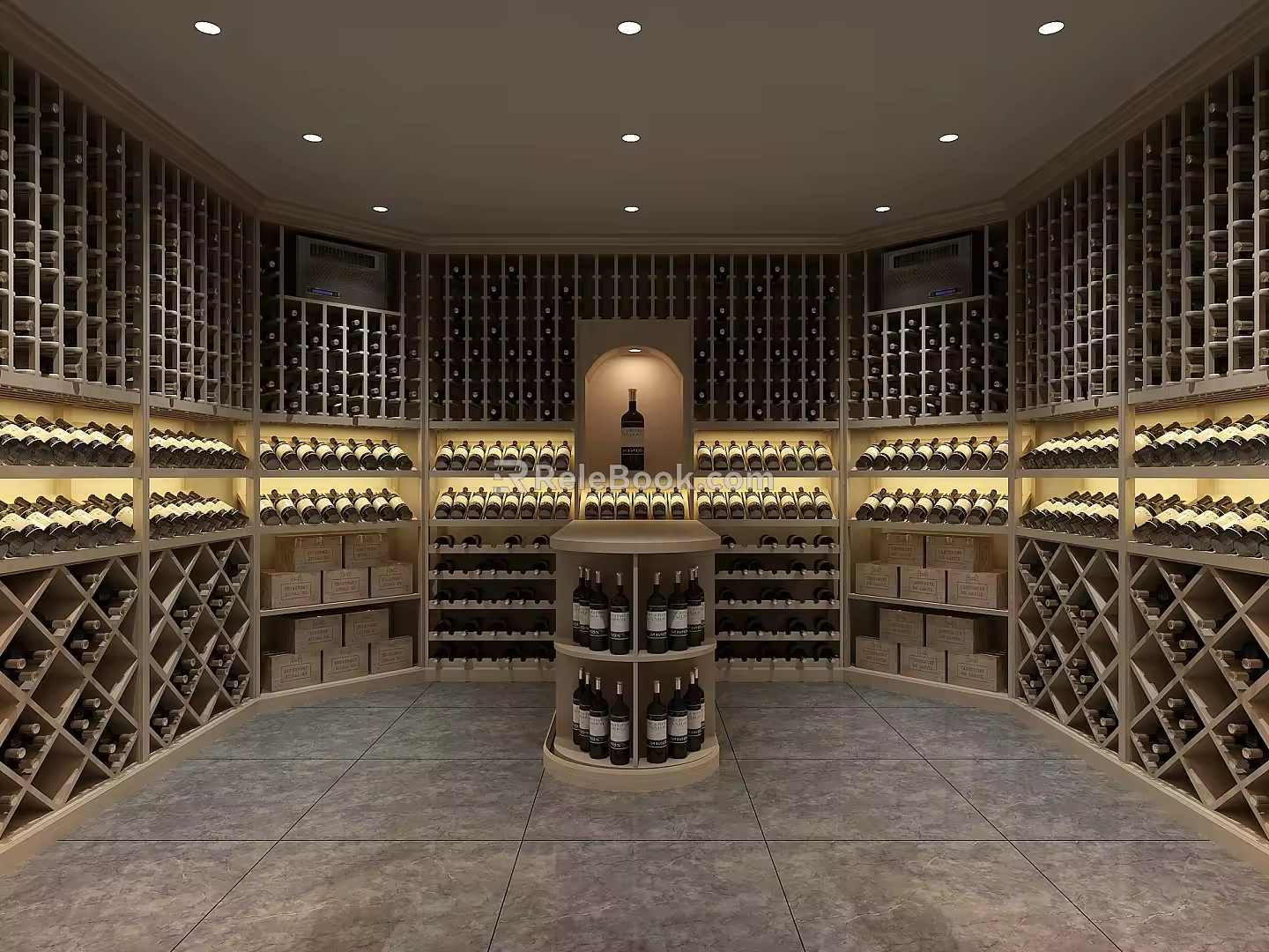 Modern Wine Cellar Solid Wood Red Wine Cellar Cold Storage Room Constant Temperature Room Constant Temperature Cabinet Display Cabinet Cold Storage Cabinet Red Wine Cellar 3d model