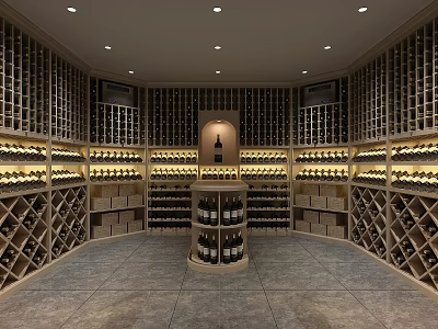Modern Wine Cellar Solid Wood Red Wine Cellar Cold Storage Room Constant Temperature Room Constant Temperature Cabinet Display Cabinet Cold Storage Cabinet Red Wine Cellar 3d model