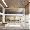Modern Hotel Lobby Interior Design With Elegant Chandelier Marble Floor And Decorative Tree