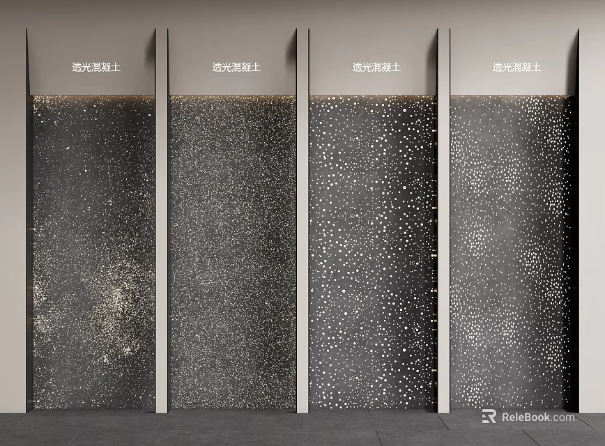 Modern Textured Dark Background Wall With Four Panels Gray Frames And White Specks 3d model