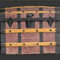 Vintage Red And Black Storage Trunk With Leather Straps And Metal Rivets