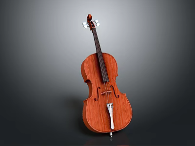 Wooden Violin As Household Musical Instrument With Brown Body And Strings 3d model