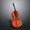Wooden Violin As Household Musical Instrument With Brown Body And Strings