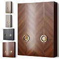 Modern Chest of Drawers With Chevron Wooden Texture And Brass Round Handles