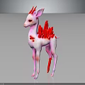 Fantasy Pink Deer With Red Antlers Red Wings And Red Spots Standing