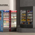 POLIFORM Commercial Display Refrigerators With Pepsi Coca Cola Beverages And Food Items