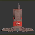 Industrial Equipment With Red Panel White Cross Symbol Top Antennas Hexagonal Base And Circular Dials