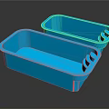 Two Blue Silicone Rectangular Decorative Ornament Set With Smooth Surface And Groove Details 3d model