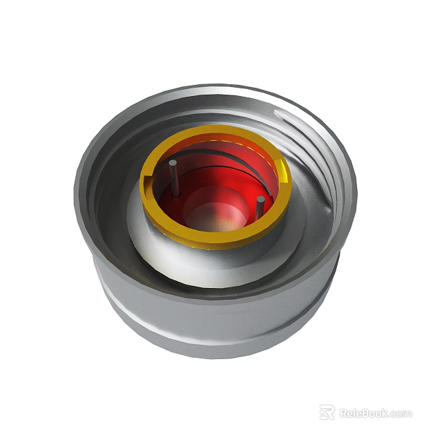 Metal Mechanical Component With Circular Design Silver Yellow Red Layers And Fasteners 3d model 