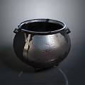 Sturdy Metal Household Pot With Textured Surface And Two Side Handles
