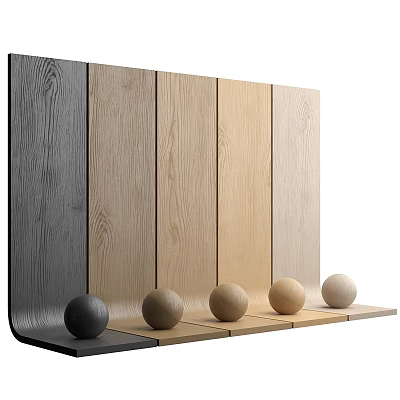 Wooden Components With Various Wood Grains And Decorative Spheres 3d model