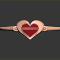 Rose Gold Ring With Heart Shaped Red Gemstone And Small Red Stones