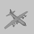 U.S. Air Force Military Transport Aircraft with Four Propellers and Wing Structure