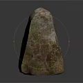 Two Natural Stones Covered In Green Moss With Rough Textured Surface