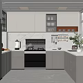 Modern Kitchen Interior Design With Gray Cabinets Island Counter And Appliances