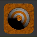 Orange And White Striped Traffic Cone With Orange Square Base On Gray Surface