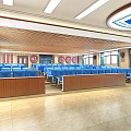 School Conference Room Interior With Seats Podium And Large Screen