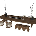 Tea Table and Chair Combination Tea Table Stool Bench Tea Set 3d model