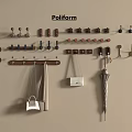 Pailform Stylish Assorted Design Wall Mounted Hooks With Hanging Bags Towels And Umbrellas