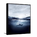 Stunning Landscape Paintings with Ocean Waves Underwater Dolphin Bird Flying Over Sunlit Surface Layered Mountains