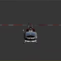 Red Aerospace Helicopter with Red and White Rotors Reflective Bottom and Blue Details