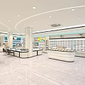 Modern Specialty Store Interior With Shelves Display Counters Seating And Bright Lighting 3d model