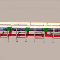 Industrial Conveyor Belt System With Metal Frame And Red Green Components 3d model